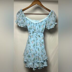 Francesca’s Light Blue Floral Romper
